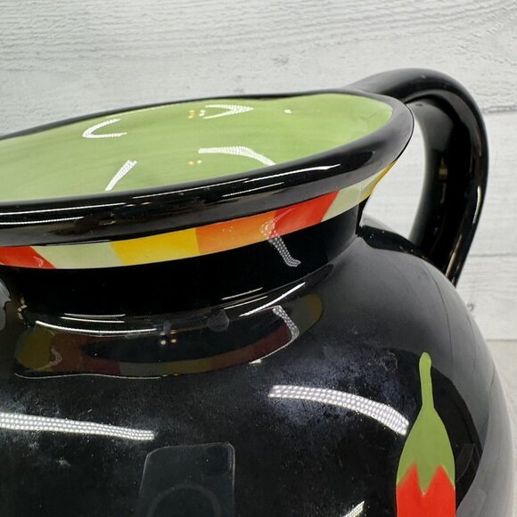 THE MAIN INGREDIENTS Black Ceramic Red Orange Green Chili Peppers 3.5Qt Pitcher - Picture 11 of 16